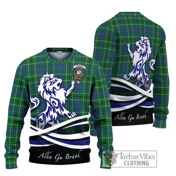 Duncan Ancient Tartan Knitted Sweater with Alba Gu Brath Regal Lion Emblem