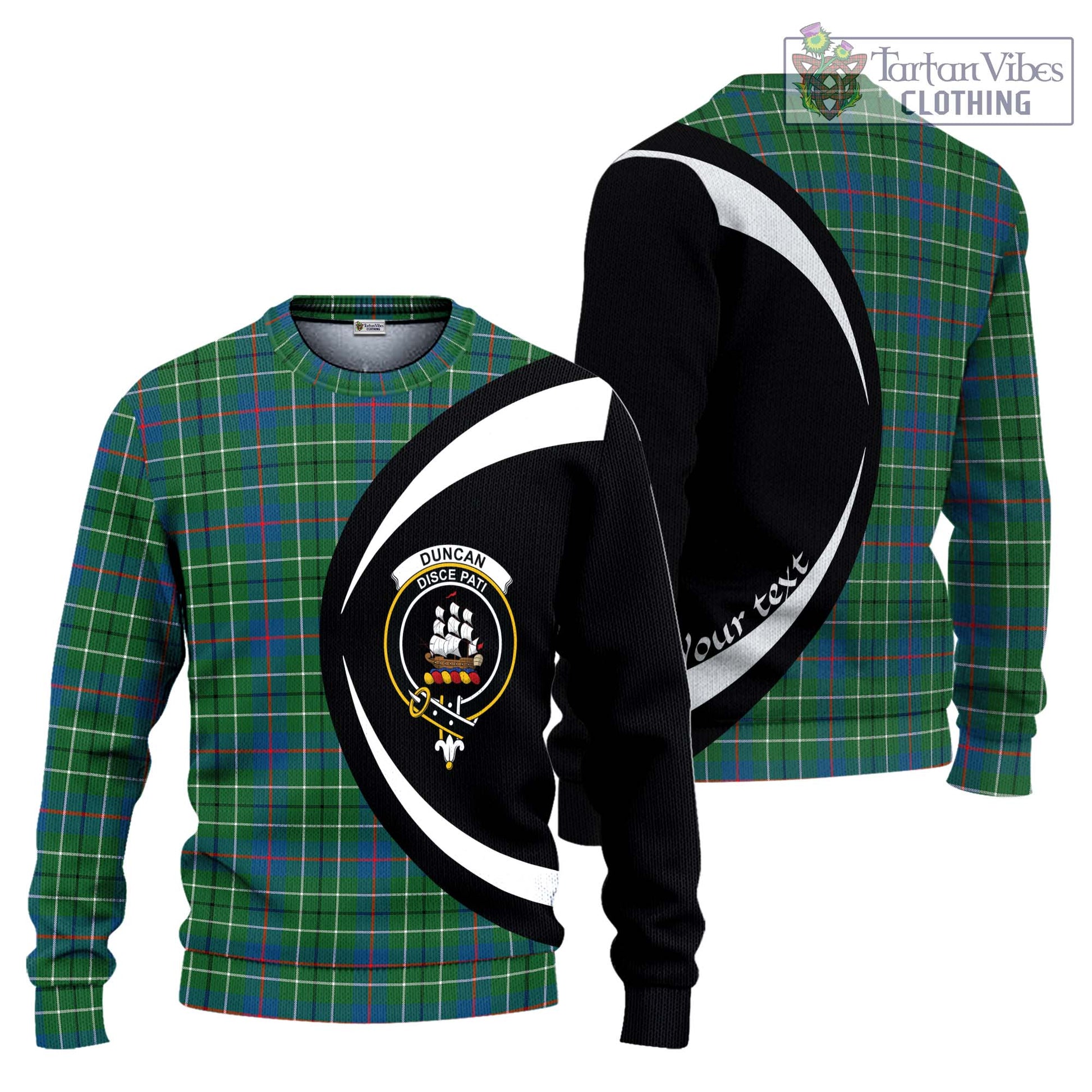 Duncan Ancient Tartan Ugly Sweater with Family Crest Circle Style Unisex - Tartan Vibes Clothing