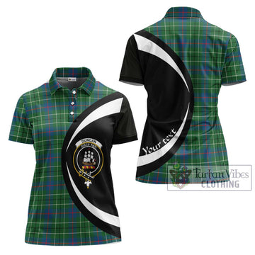 Duncan Ancient Tartan Women's Polo Shirt with Family Crest Circle Style