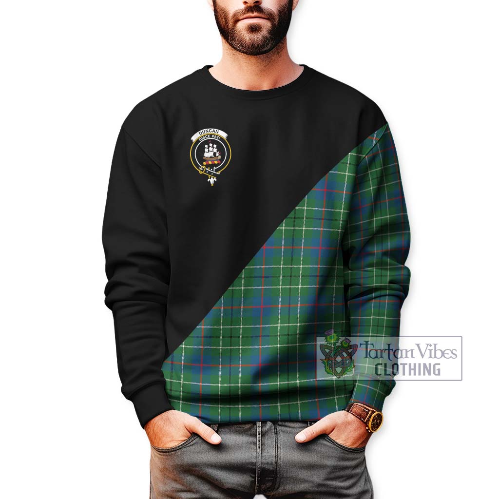 Tartan Vibes Clothing Duncan Ancient Tartan Sweatshirt with Family Crest and Military Logo Style