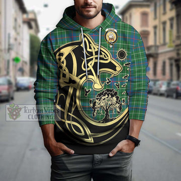 Duncan Ancient Tartan Hoodie with Family Crest Celtic Wolf Style