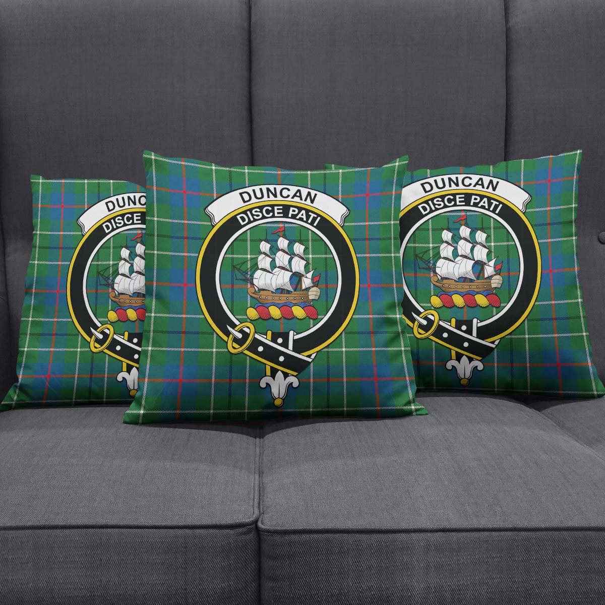 Duncan Ancient Tartan Pillow Cover with Family Crest Square Pillow Cover - Tartanvibesclothing