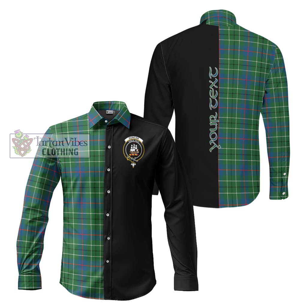 Tartan Vibes Clothing Duncan Ancient Tartan Long Sleeve Button Shirt with Family Crest and Half Of Me Style