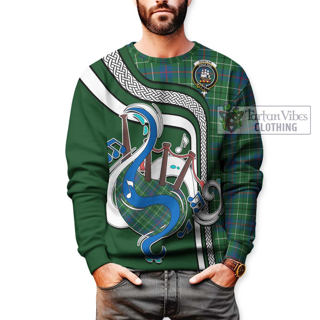 Duncan Ancient Tartan Sweatshirt with Epic Bagpipe Style Unisex - Tartanvibesclothing Shop