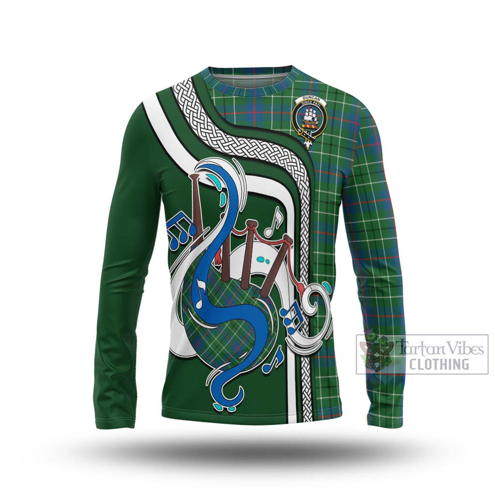 Tartan Vibes Clothing Duncan Ancient Tartan Long Sleeve T-Shirt with Epic Bagpipe Style