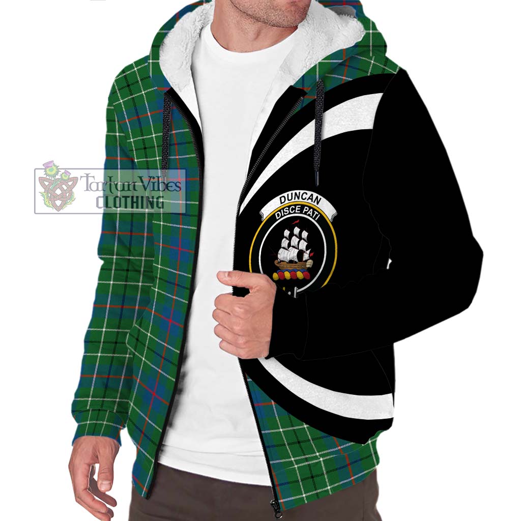 Duncan Ancient Tartan Sherpa Hoodie with Family Crest Circle Style Unisex S - Tartan Vibes Clothing