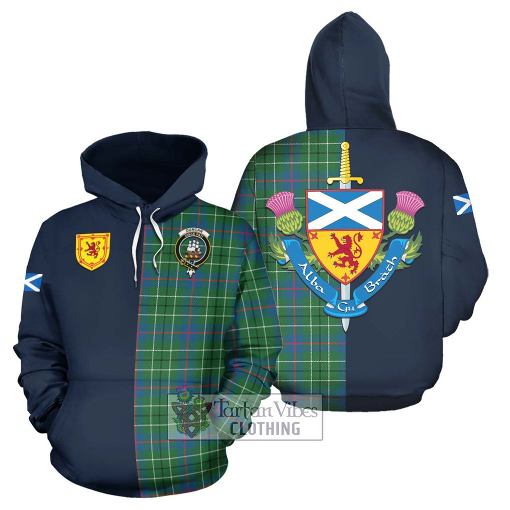 Tartan Vibes Clothing Duncan Ancient Tartan Hoodie with Scottish Lion Royal Arm Half Style