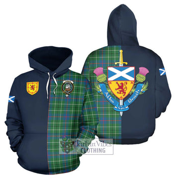 Duncan Ancient Tartan Hoodie Alba with Scottish Lion Royal Arm Half Style