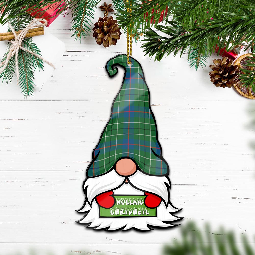 Duncan Ancient Gnome Christmas Ornament with His Tartan Christmas Hat Wood Ornament - Tartanvibesclothing