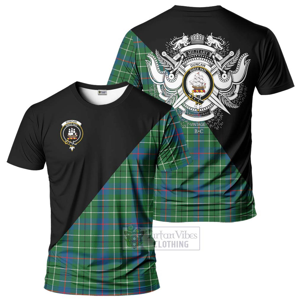 Duncan Ancient Tartan T-Shirt with Family Crest and Military Logo Style Kid's Shirt - Tartanvibesclothing Shop