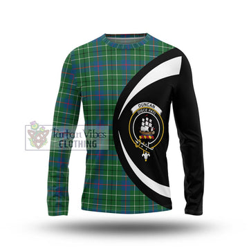 Duncan Ancient Tartan Long Sleeve T-Shirt with Family Crest Circle Style