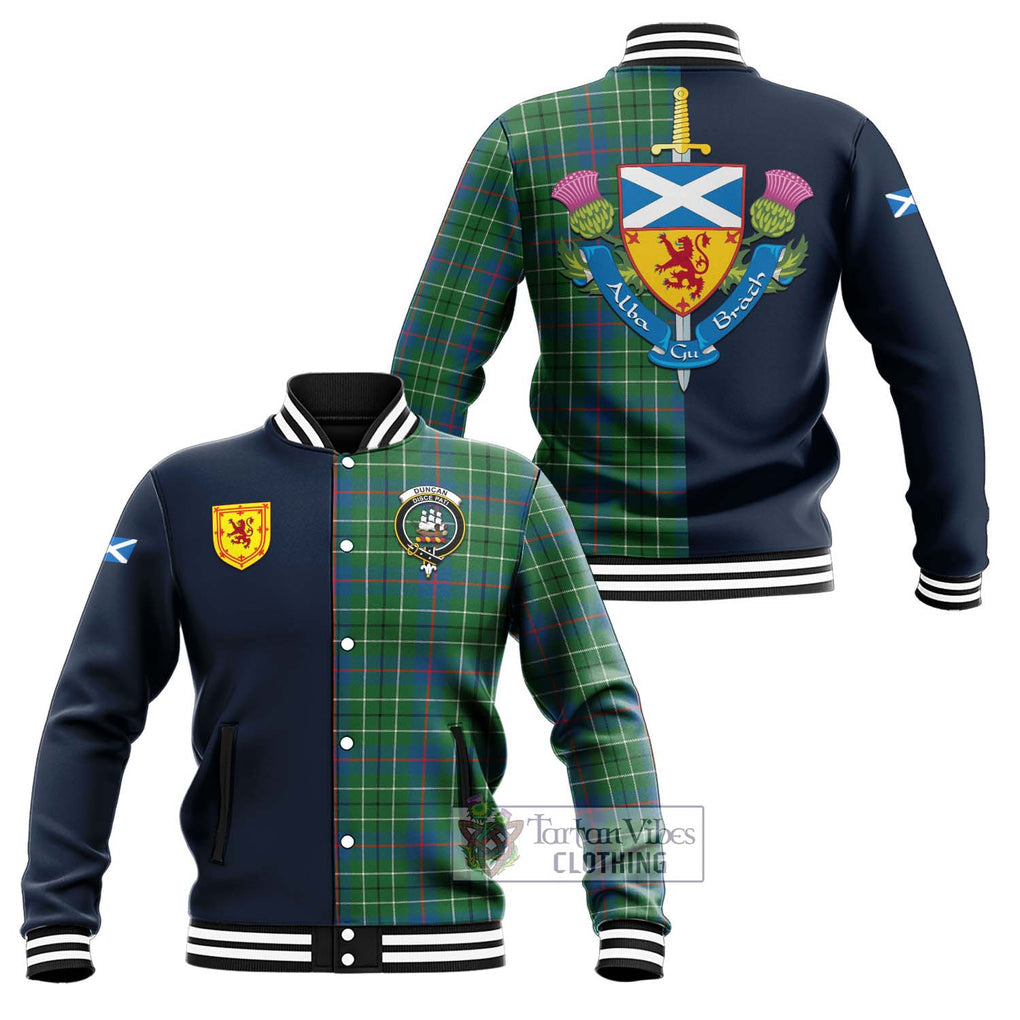 Tartan Vibes Clothing Duncan Ancient Tartan Baseball Jacket with Scottish Lion Royal Arm Half Style