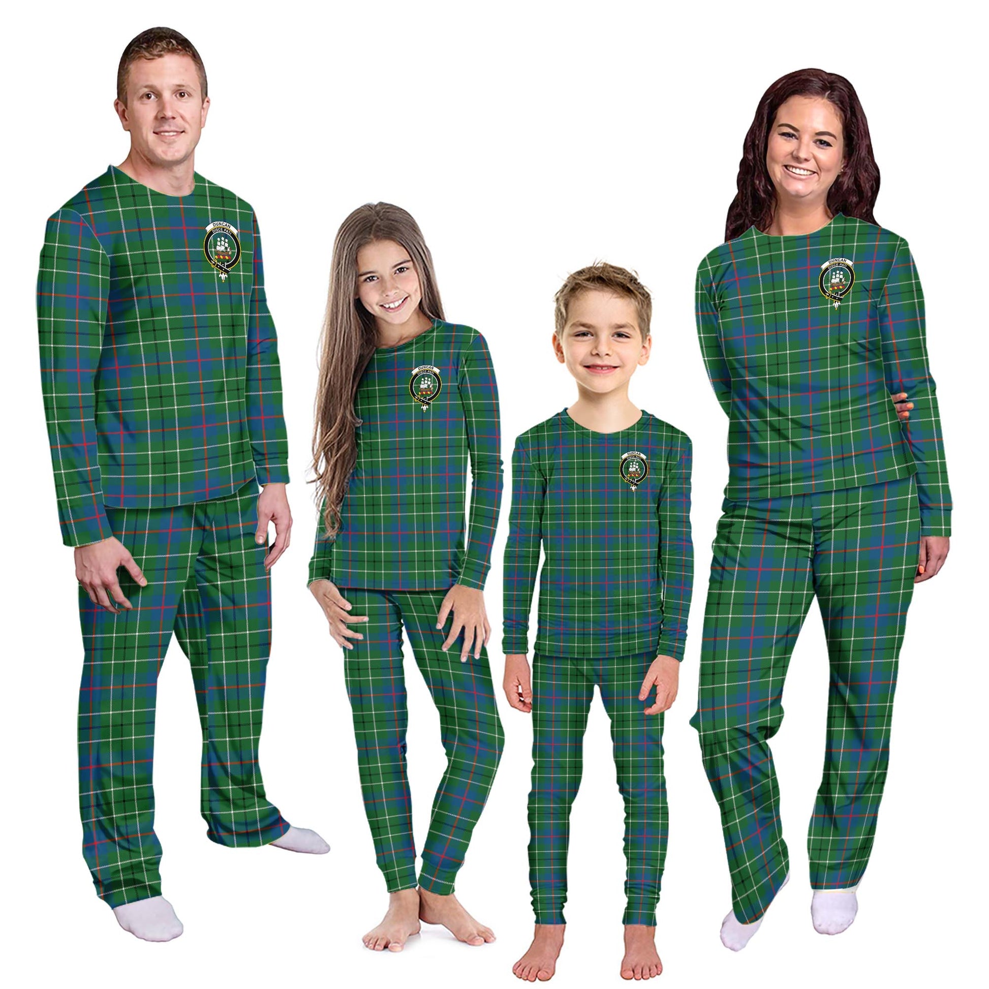 Duncan Ancient Tartan Pajamas Family Set with Family Crest - Tartanvibesclothing