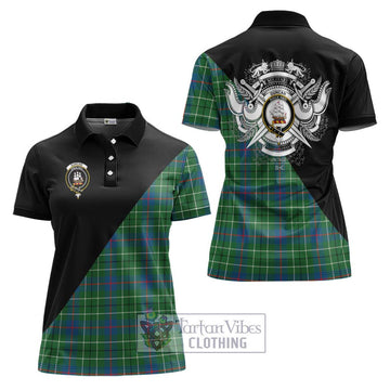 Duncan Ancient Tartan Women's Polo Shirt with Family Crest and Military Logo Style