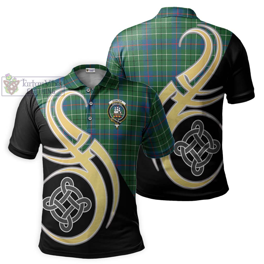Tartan Vibes Clothing Duncan Ancient Tartan Polo Shirt with Family Crest and Celtic Symbol Style