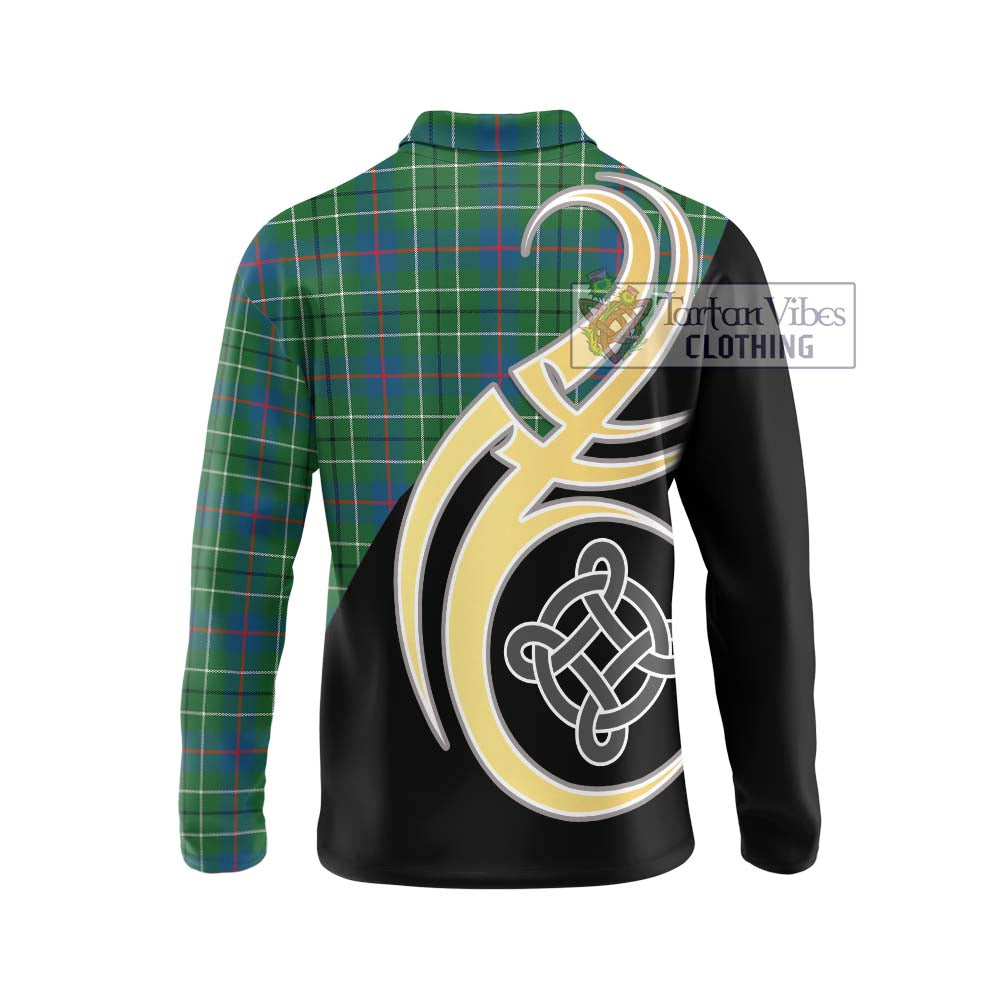 Duncan Ancient Tartan Long Sleeve Polo Shirt with Family Crest and Celtic Symbol Style - Tartan Vibes Clothing