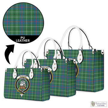Duncan Ancient Tartan Luxury Leather Handbags with Family Crest