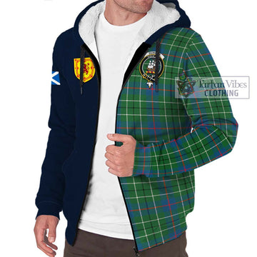 Duncan Ancient Tartan Sherpa Hoodie Alba with Scottish Lion Royal Arm Half Style