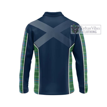 Duncan Ancient Tartan Long Sleeve Polo Shirt with Family Crest and Lion Rampant Vibes Sport Style