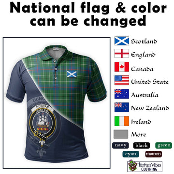 Duncan Ancient Tartan Polo Shirt with Personalised National Flag and Family Crest Half Style