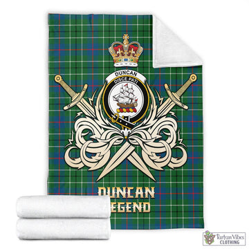 Duncan Ancient Tartan Blanket with Clan Crest and the Golden Sword of Courageous Legacy