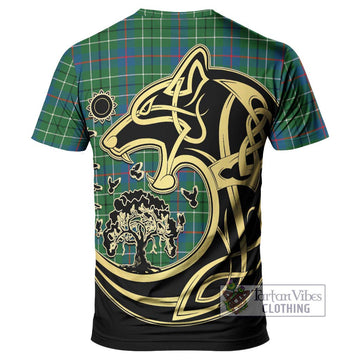 Duncan Ancient Tartan T-Shirt with Family Crest Celtic Wolf Style