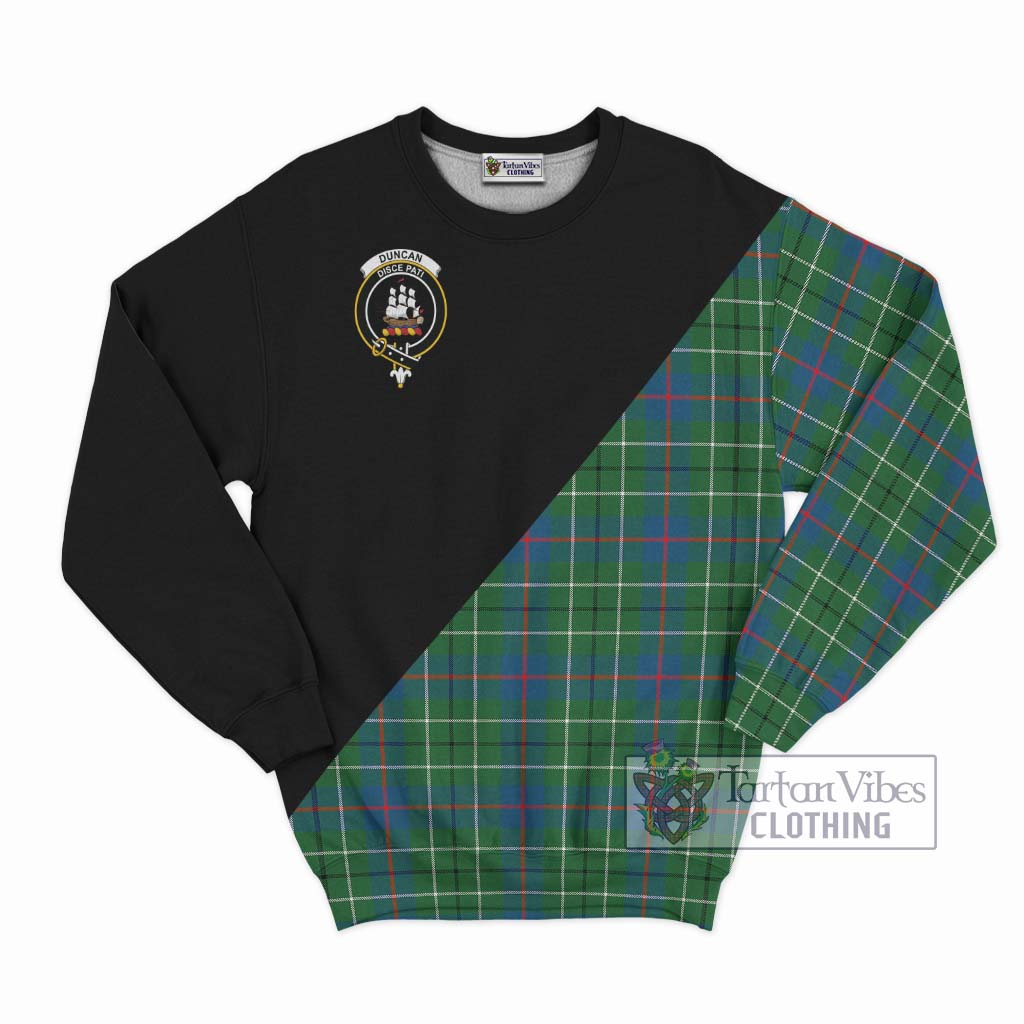 Tartan Vibes Clothing Duncan Ancient Tartan Sweatshirt with Family Crest and Military Logo Style