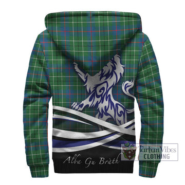 Duncan Ancient Tartan Sherpa Hoodie with Alba Gu Brath Regal Lion Emblem