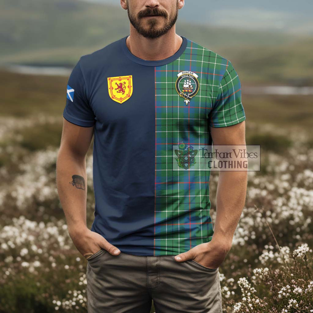 Tartan Vibes Clothing Duncan Ancient Tartan T-Shirt Alba with Scottish Lion Royal Arm Half Style