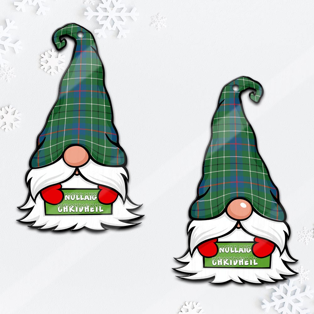 Duncan Ancient Gnome Christmas Ornament with His Tartan Christmas Hat Mica Ornament - Tartanvibesclothing