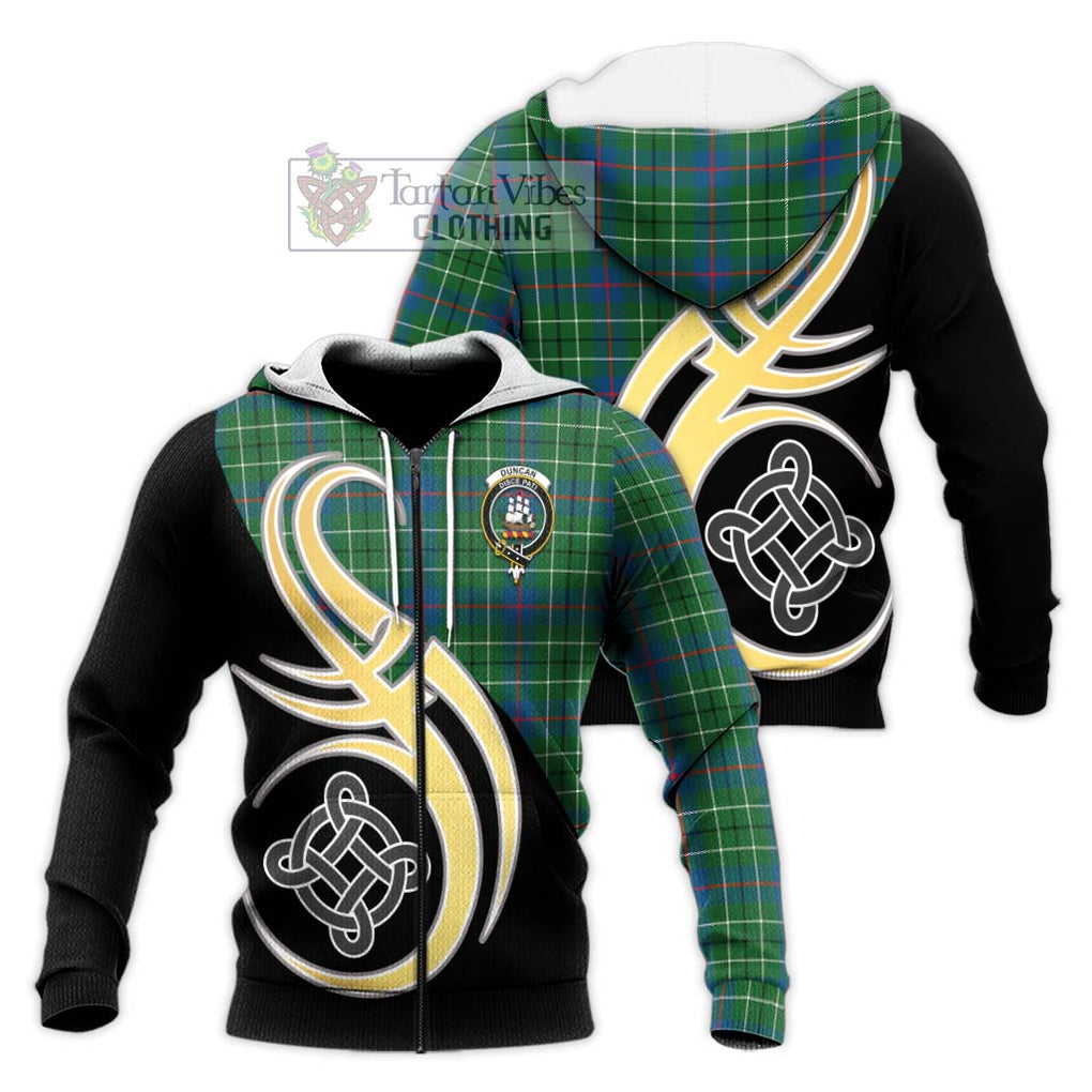 Duncan Ancient Tartan Knitted Hoodie with Family Crest and Celtic Symbol Style Unisex Knitted Zip Hoodie - Tartan Vibes Clothing