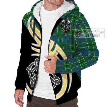 Duncan Ancient Tartan Sherpa Hoodie with Family Crest and Celtic Symbol Style