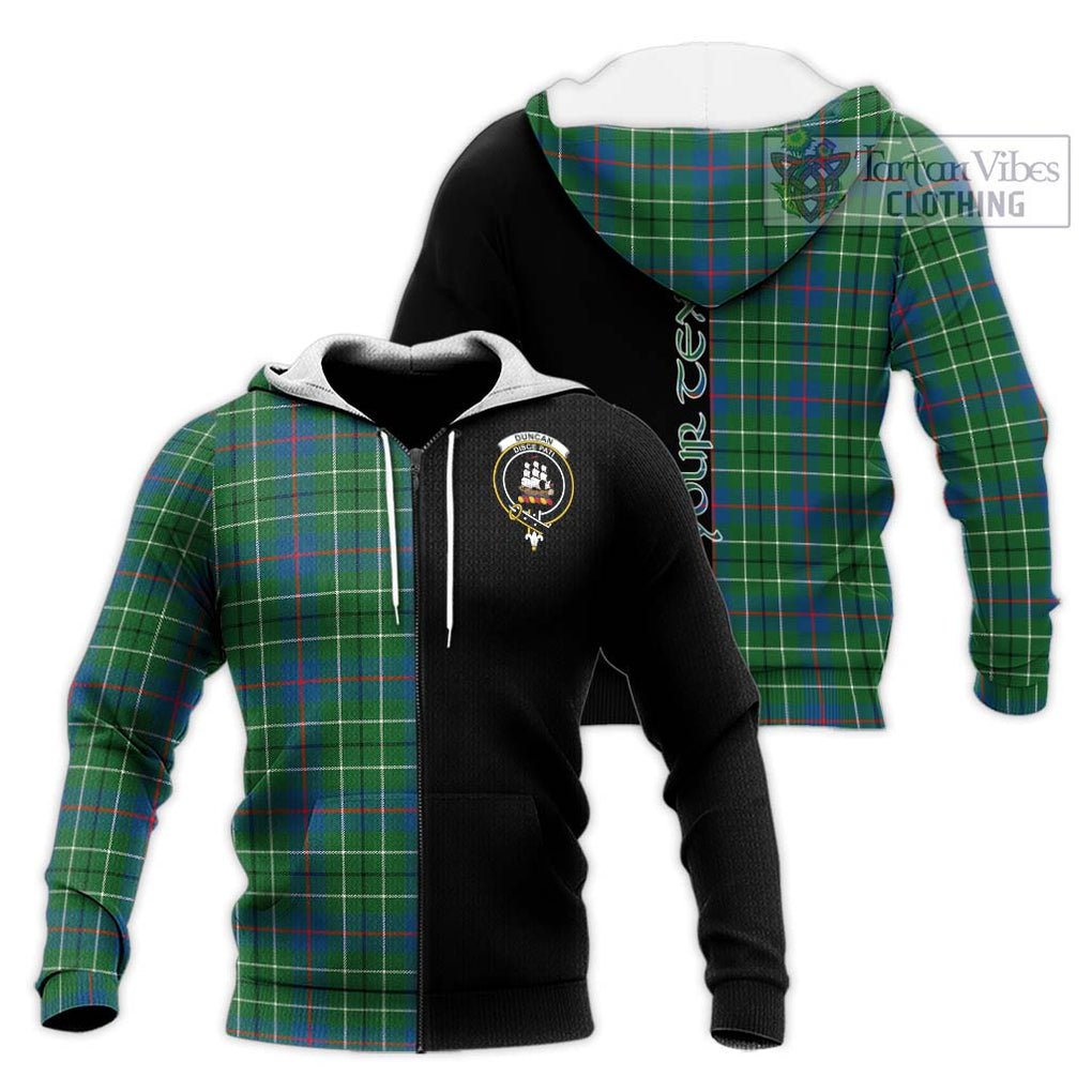 Duncan Ancient Tartan Knitted Hoodie with Family Crest and Half Of Me Style Unisex Knitted Zip Hoodie - Tartanvibesclothing Shop