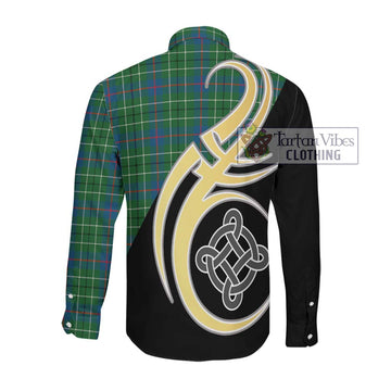 Duncan Ancient Tartan Long Sleeve Button Shirt with Family Crest and Celtic Symbol Style