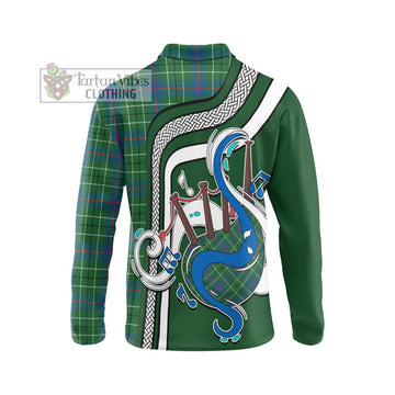 Duncan Ancient Tartan Long Sleeve Polo Shirt with Epic Bagpipe Style