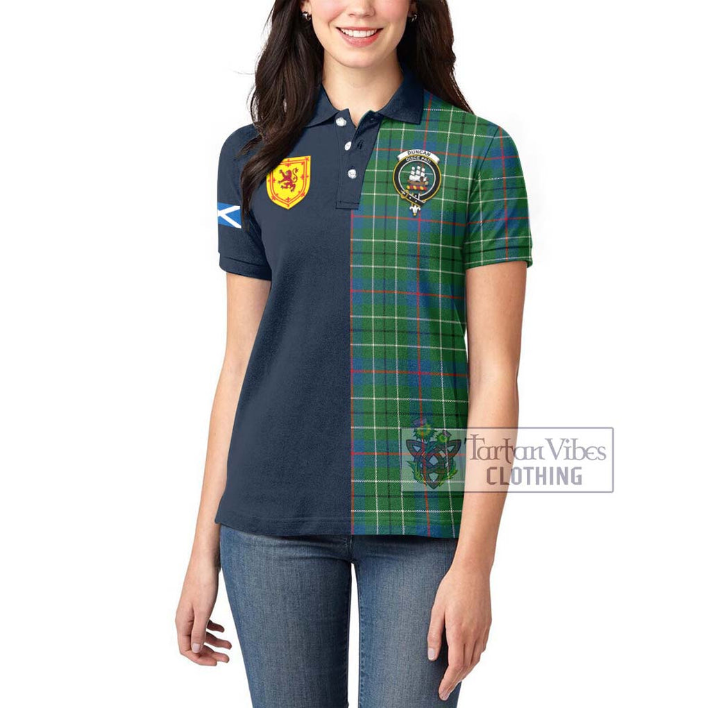 Tartan Vibes Clothing Duncan Ancient Tartan Women's Polo Shirt with Scottish Lion Royal Arm Half Style