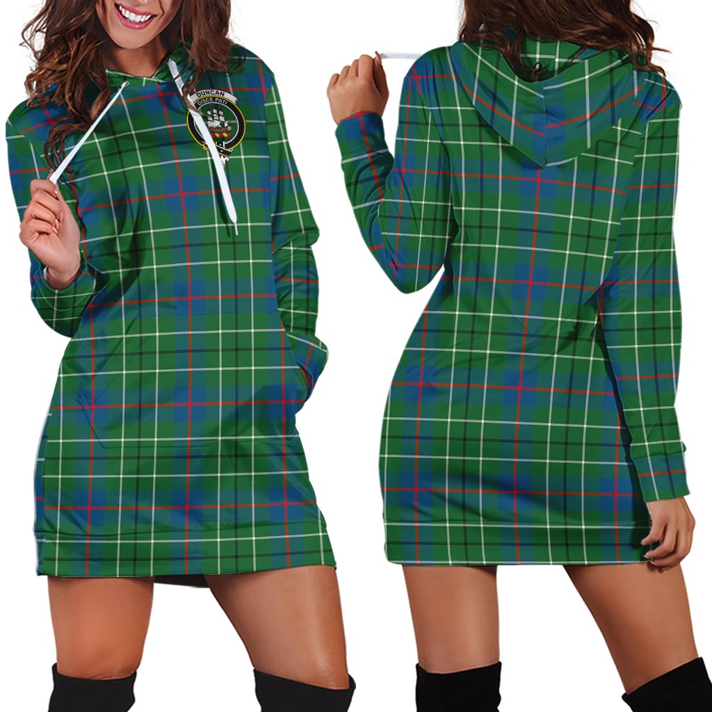 Duncan Ancient Tartan Hoodie Dress with Family Crest - Tartanvibesclothing