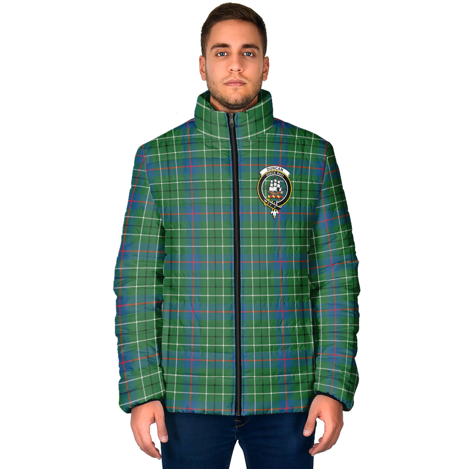 Duncan Ancient Tartan Padded Jacket with Family Crest - Tartanvibesclothing