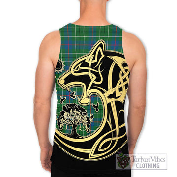 Duncan Ancient Tartan Men's Tank Top with Family Crest Celtic Wolf Style