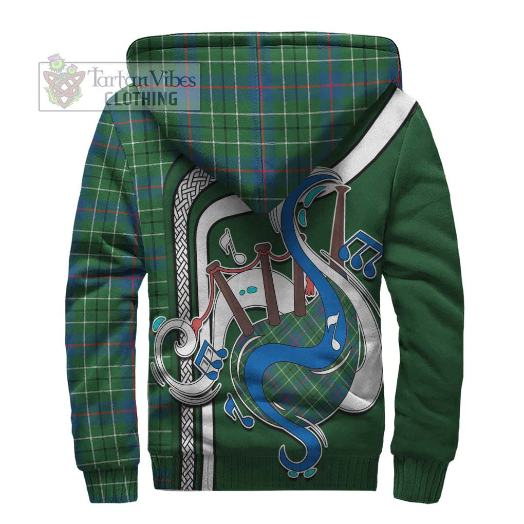 Duncan Ancient Tartan Sherpa Hoodie with Epic Bagpipe Style - Tartanvibesclothing Shop