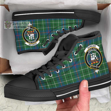 Duncan Ancient Tartan High Top Shoes with Family Crest