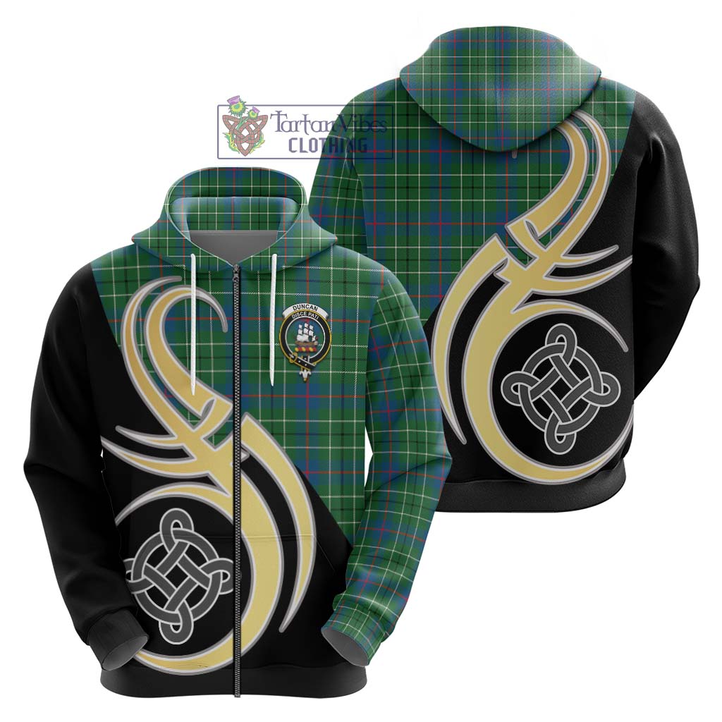 Duncan Ancient Tartan Hoodie with Family Crest and Celtic Symbol Style - Tartan Vibes Clothing