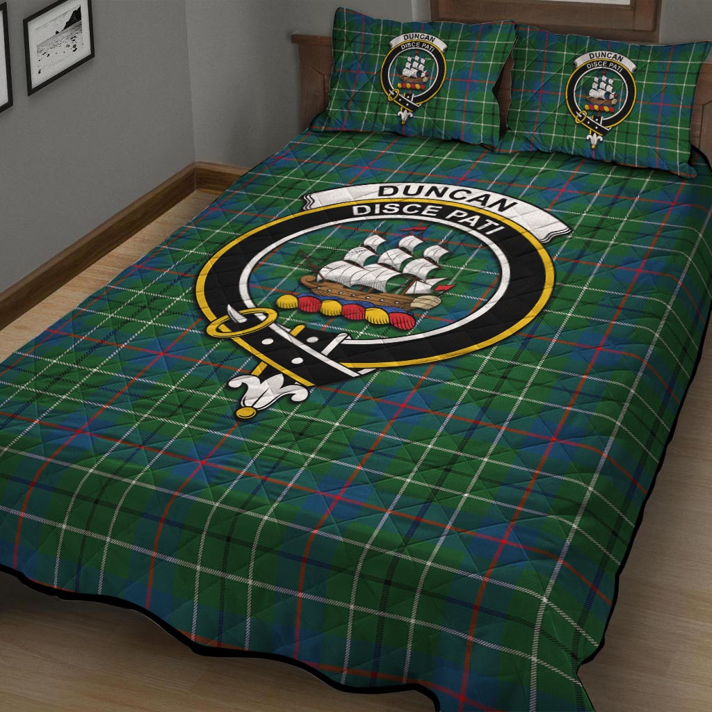 Duncan Ancient Tartan Quilt Bed Set with Family Crest - Tartanvibesclothing