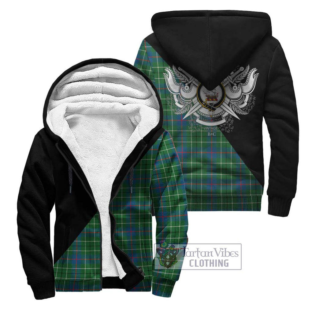 Duncan Ancient Tartan Sherpa Hoodie with Family Crest and Military Logo Style Unisex - Tartanvibesclothing Shop