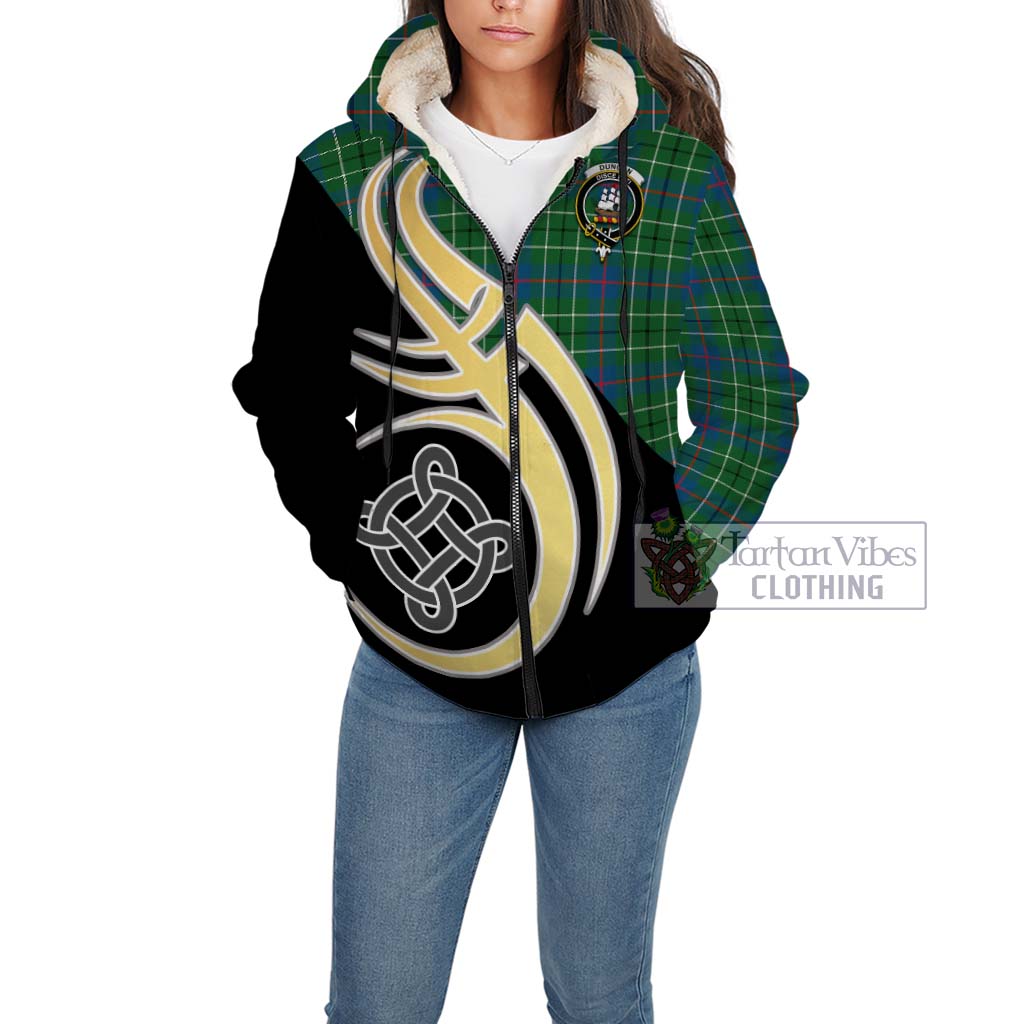 Duncan Ancient Tartan Sherpa Hoodie with Family Crest and Celtic Symbol Style Unisex - Tartan Vibes Clothing