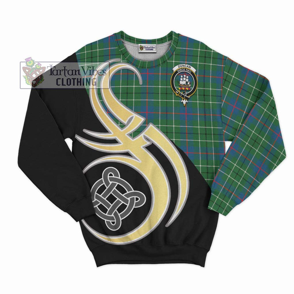 Duncan Ancient Tartan Sweatshirt with Family Crest and Celtic Symbol Style - Tartan Vibes Clothing