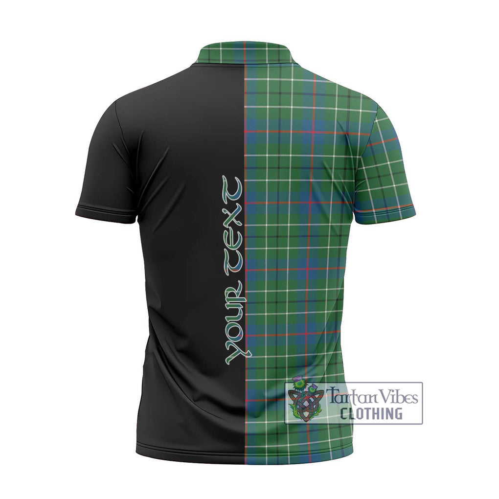 Duncan Ancient Tartan Zipper Polo Shirt with Family Crest and Half Of Me Style - Tartanvibesclothing Shop