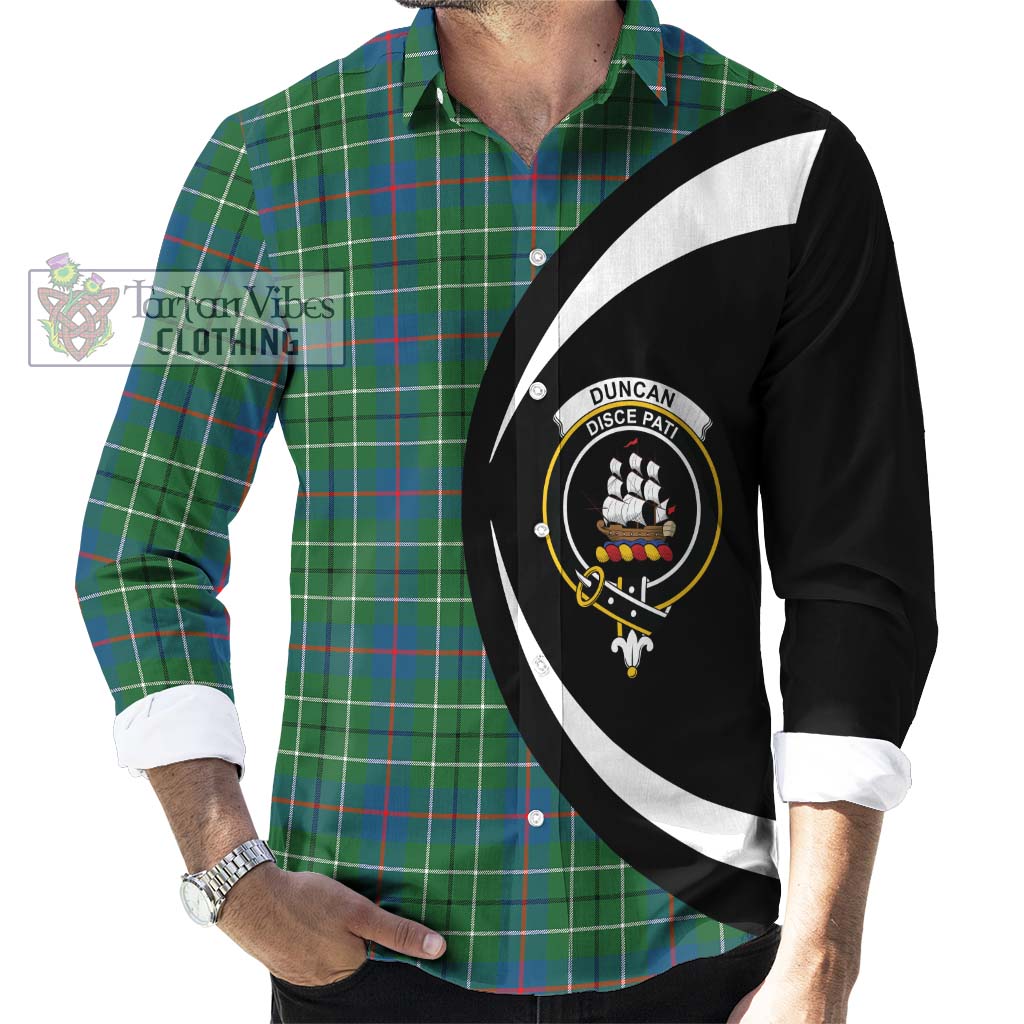 Duncan Ancient Tartan Long Sleeve Button Up with Family Crest Circle Style - Tartan Vibes Clothing