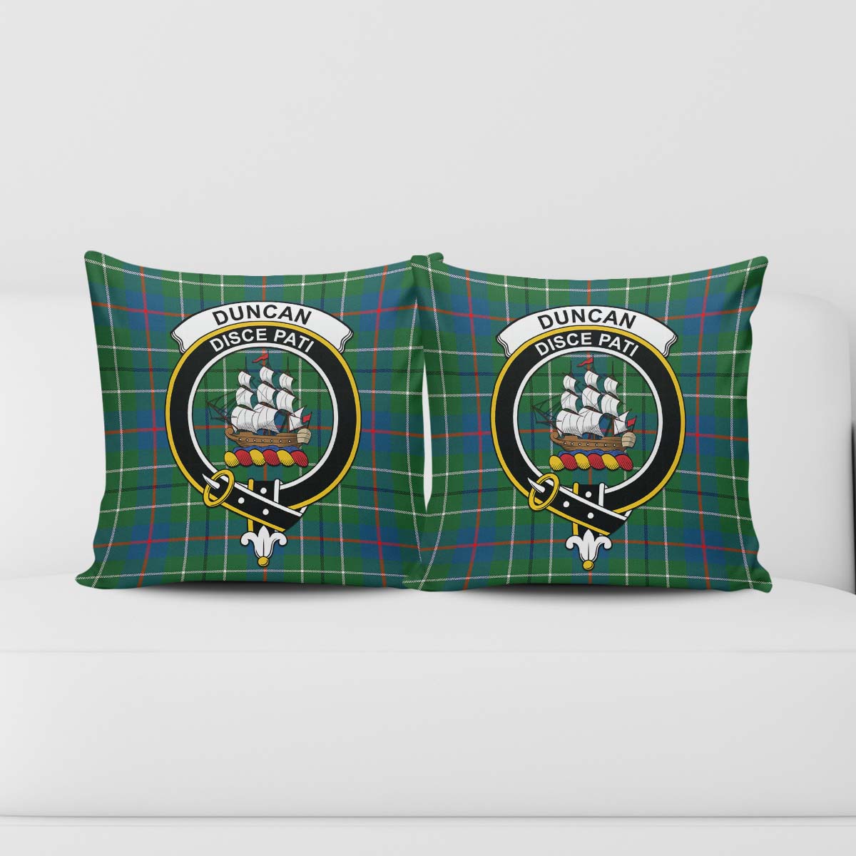 Duncan Ancient Tartan Pillow Cover with Family Crest - Tartanvibesclothing