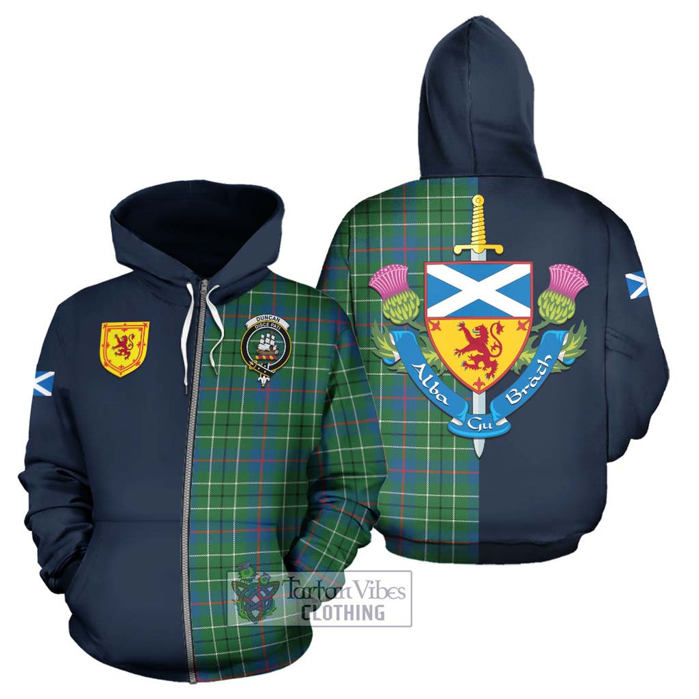 Tartan Vibes Clothing Duncan Ancient Tartan Hoodie with Scottish Lion Royal Arm Half Style